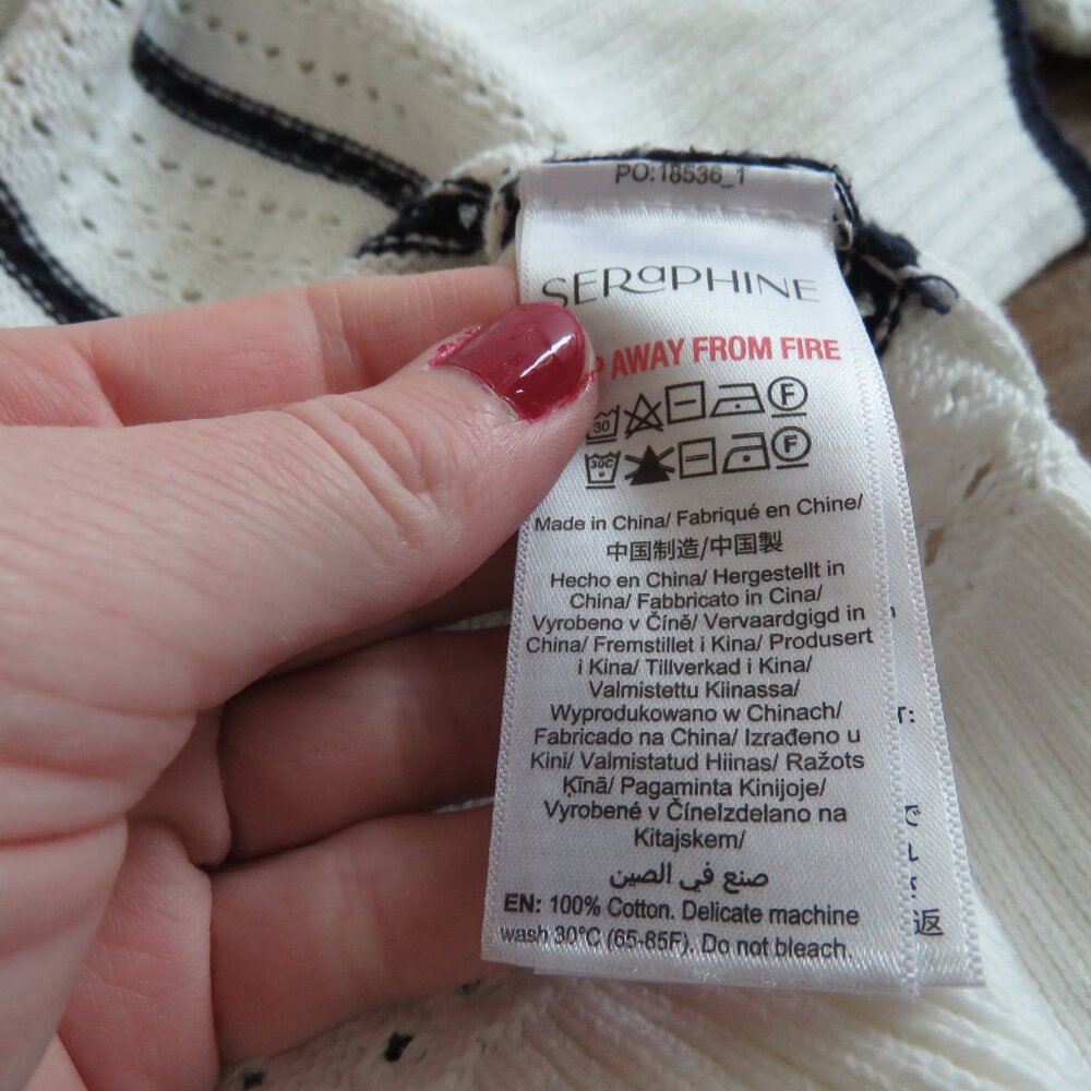 SERAPHINE Helga Textured Stripe Cotton Maternity Nursing Sweater Jumper Size L - Picture 16 of 16